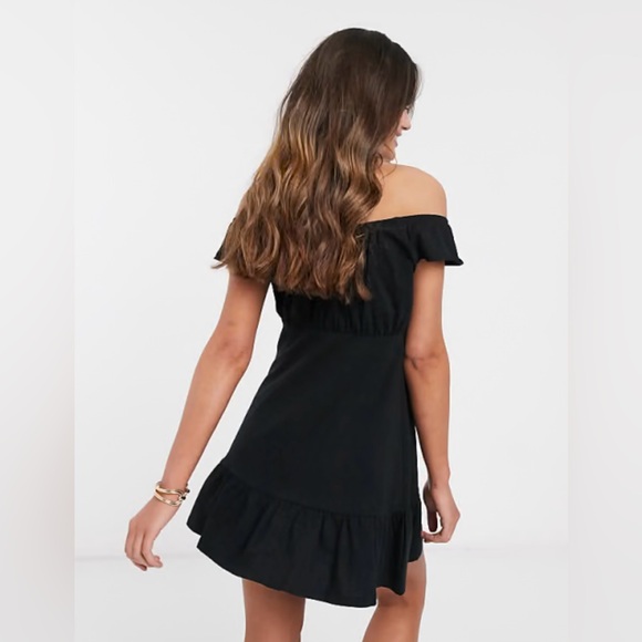 ASOS Black Ruffle Mini Dress size 4 - Picture 2 of 5